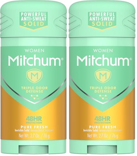 Mitchum Women Triple Odor Defense Invisible Solid Antiperspirant Deodorant, Pure Fresh, 2.7 oz (Pack of 2)
