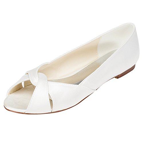Emily Bridal Women's Satin Flat Heel Flats with Others