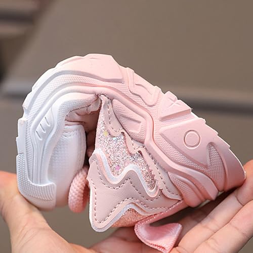 Girls Pink Sneakers Baby Kids Tennis Walking Shoes Toddler Fashion Platform Lightweight Lace Up Casual Walking Shoes4