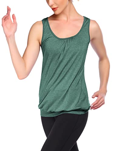Beyove Women's Sleeveless Workout Shirts Exercise Running Tank Tops Classic Knitting Tops Teen Gym Tunic Dark Green Xxxl #TOP4