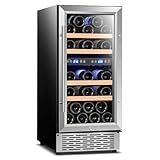 Karcassin Dual Zone Wine Cooler 28 Bottle, 15 Inch Wine Fridge & Refrigerator, Freestanding/Built-In Design, 40-65°F Digital Temperature...