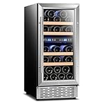 Dual Zone Wine Cooler 28 Bottle, 15 Inch Wine Fridge & Refrigerator, Freestanding/Built-In Design, 40-65°F Digital Temperature Control, Double-Layer Tempered Glass Door, Home, Bar, Kitchen