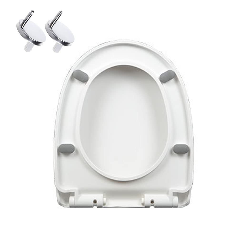 Abattant WC blanc en plastique à fermeture amortie et charnières réglables