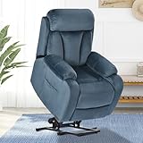 cinkehome Small Power Lift Recliner for Elderly, Lift Chair Recliners, Electric Recliner Chairs for Seniors, Remote Control, Adjustable, Side Pocket (Navy Blue)