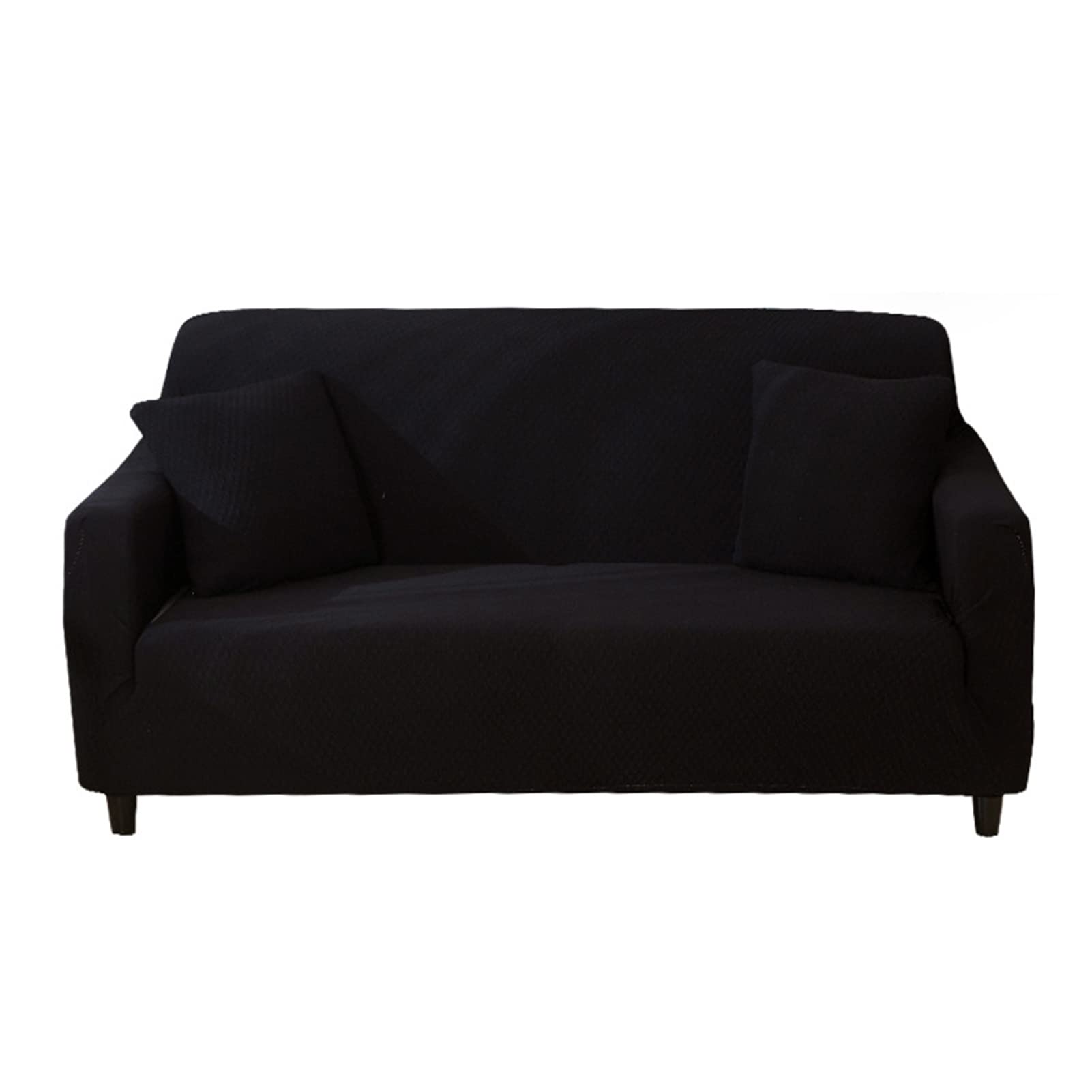 Housse de canapé extensible noire design épuré 2p