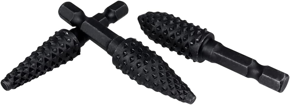 10Pcs Rotary Burr Rasp Set - Wood Carving File Drill Bits 1/4'' Hex Shank Rasp Set Fit for DIY Woodworking Wood Plastic Carving Polishing Grinding Engraving