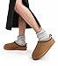 FITORY Women's Suede Slipper | Flat Short Mini Boots with Fur Fleece | Winter Casual Comfort Shoes Brown Size 7