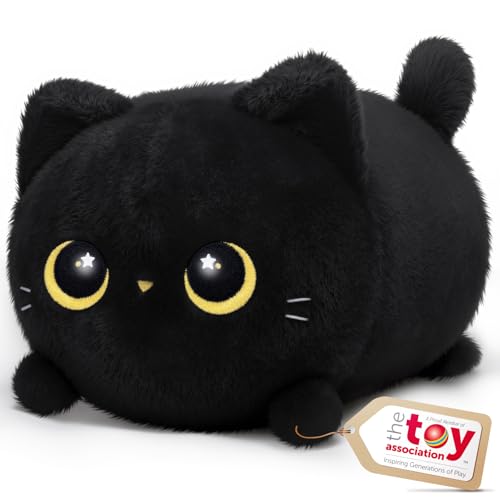 Peluche de Gato Negro, Juguete de Gatitos Tiernos, Almohada Suave para Abrazar, Muñeca de Peluche Anime, Niñas, Niños y Hombres 20cm