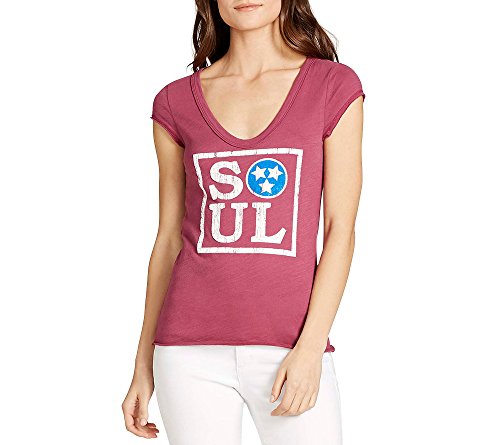 William Rast Women's Willliam Rast-Viva Graphic Tee Shirt, Marsala, XS