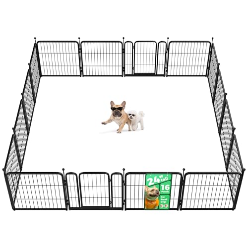 FXW Rollick Unleashed Dog Playpen for Indoor, Yard, RV Camping, 24 inch 16 Panels for Small and Puppy Dogs, Black│Patented