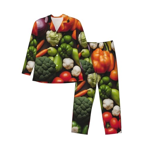 Pyjama long homme imprimé légumes contre l'inconfort des nuits agitées