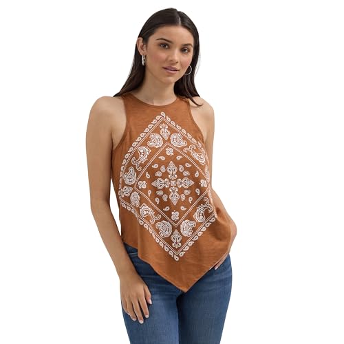 Wrangler Sienna Brown Women's Bandana Diamond Front Tank Top