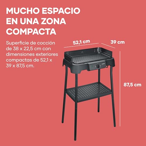 Miniatura 2 de Severin Parrilla Eléctrica de Mesa con Placa de Aluminio y Soporte, Negro PG 8596