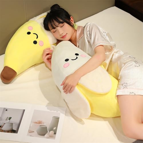 champracer plüschtier Banane Stofftier Kawaii Banane Kissen Langes,lüschtier Banane Stofftier Kawaii Banane Kissen Langes,Kinder-Plüsch-Bananenkissen Gefüllte Bananen Plüschtiere (Weiß,25cm)