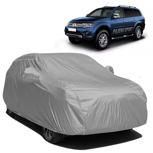 Image of BARBARIKA Waterproof Car Body Cover Compatible with Renault Duster 2025 | Waterproof, UV Resistant, Dustproof, Mirror Pockets, with Belt & Buckle - (Grey)