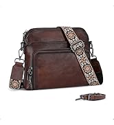 Genuine Leather Crossbody Bags for Women Satchel Purses Shoulder Handbags with 2 Adjustable...