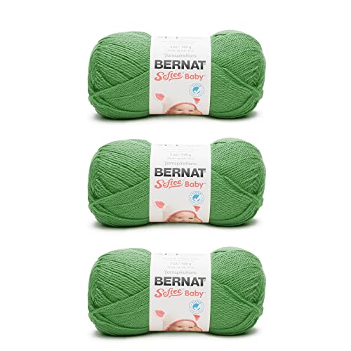 Image of Bernat Softee Baby Yarn for Crocheting Soft, Grass Green, 3-Pack | #3 Light DK Yarn, 100% Acrylic, Soft Baby Yarn for Crocheting, Blankets, Clothes & Knitting Crafts, 362yd, 140g /5oz per skein