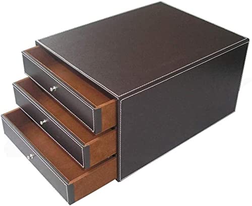 Mnb Office Filing Cabinet Leather Desk Organizer Creative File Rack Data Rack Drawer Filing Cabinet (Color : Brown, Size : 25X17X33Cm) #TOP4