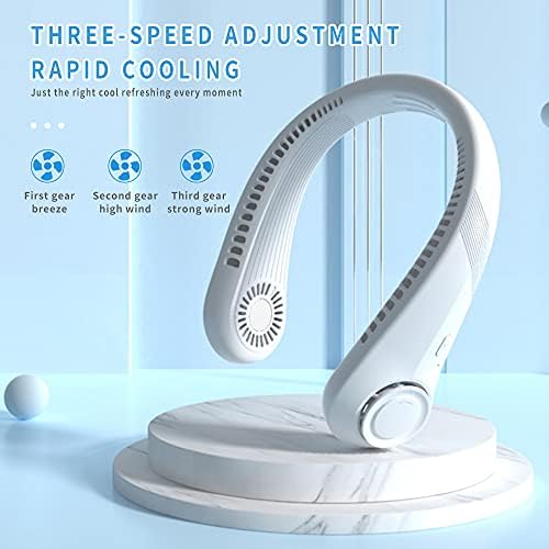 WEAREWE Portable Neck Fan, Hands Free Wearable Soft Personal Cooling Quiet Fans, Lighter 2000mAh Battery Rechargeable, Leafless 3 Speeds USB Powered, Headphone Design for Office, Outdoor(Mint Green)