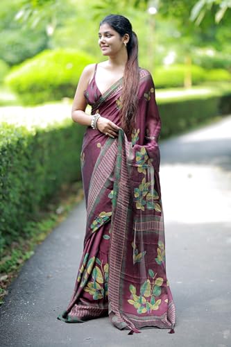 Image of MIRCHI FASHION Saree for Woman | Chiffon Floral Printed Breathable Occasional Sari with Blouse