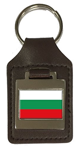 Porte-clés en cuir gravé drapeau Bulgarie - Idée cadeau idéale et symbolique en cuir