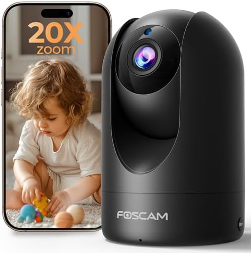 FOSCAM Home Security Camera R4S 4MP WiFi IP Camera,Wireless Baby Monitor with AI Human Detection Sound Detection 33ft Night Vision 2 Way Audio Camera Compatible with Alexa Black