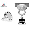 Magnetpro Powerful Magnet, 220 Lbs Pulling Force Strong Neodymium Magnet Heavy Duty, Rare Earth Magnets with Eyebolt, Diameter 1.89 inches Pack of 2