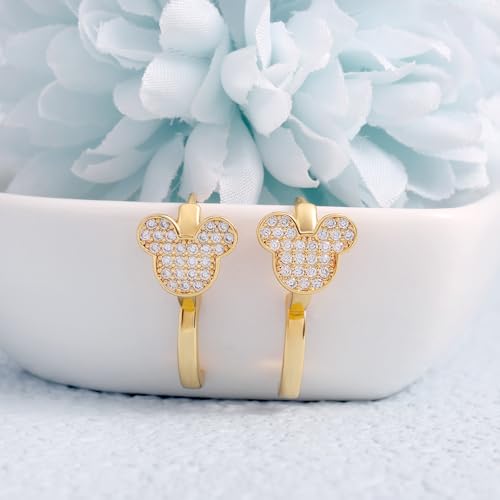 Gold Cute Hoop Earrings for Girls Teens Women - Sterling Silver Hypoallergenic Cubic Zirconia Mouse Earrings Dainty Lovely Loop Earrings Fashion Jewelry Adorable Gifts for Christmas Birthday Daughter4