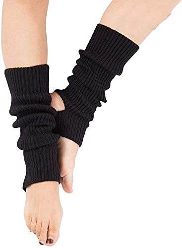 Image of YUANQIAN Women Winter Extra Soft Long Legwarmer Warmer Knitted Stirrup Leg Warmers for Yoga Ballet Dance