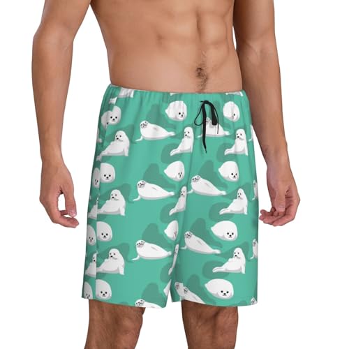 Animal Seal Pattern Men's Beach Shorts Pajama Shorts Swim Trunks with Pockets Funny Swimsuit2