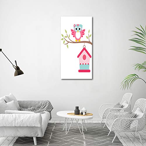 Tulup Schilderij op gehard glas- 60x120 - Schilderij Muurdecoratie - Wanddecor Kunstdruk - Modern Decoratief Beeld Gedrukt - Decoratie Poster Foto Afbeelding - Uil op de tak - Afbeelding 4
