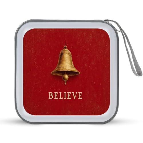 Believe Christams Golden Bell CD Case DVD Storage Case Portable