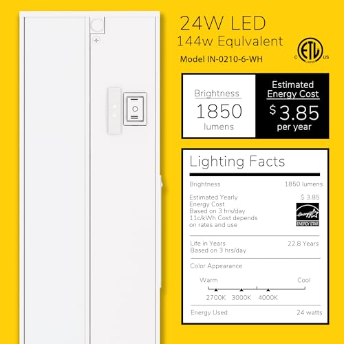 Image of GETINLIGHT 48-Inch Linkable 3CCT LED Under Cabinet Light, Hardwired /Plug-in