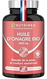 Huile d’Onagre BIO   1500 mg dont 135 mg de GLA   Pression à Froid   100% Naturel   Confort Prémenstruel et Beauté de la Peau   Qualité Premium   60 Capsules   Nutrimea   Fabriqué en France