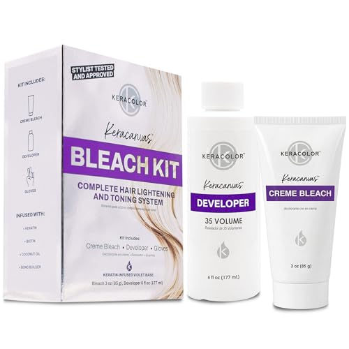Keracolor Keracanvas Hair Bleach Kit, Complete Hair Lightening & Toning System, Lifts Up to 8 Levels, Neutralizes Brassiness