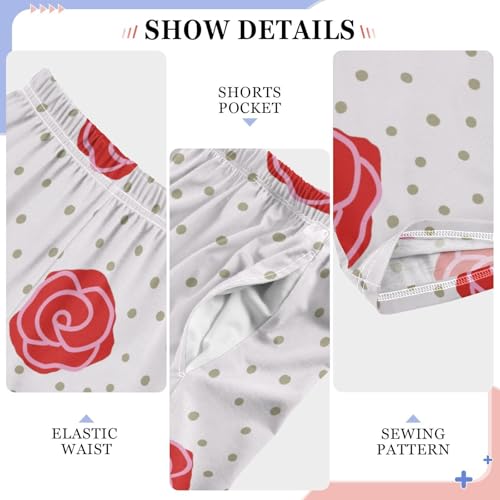 Rose Small Dot Boys Pants Boys Athletic Pants Long Pant for Boywith Pockets Wide-Leg Size 6-14Y4