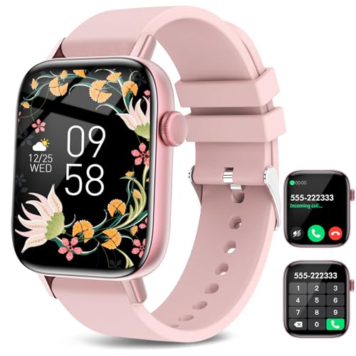 Smart Watch for Android iPhone-Call Receive/Dial/Read Message/AI Control-1.9" HD Screen-IP67 Waterproof Fitness Smartwatch-Blood Pressure/Heart Rate/SpO2/Sleep Monitor (Light Pink)