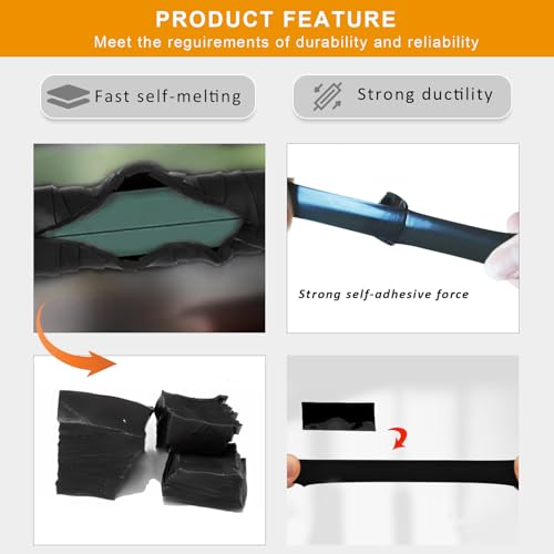 Image of SIKEDEPRO Self-Fusing Silicone Tape 1 inch x 33' x 20mil Black, Waterproof & Heat-Resistant Rubber Repair Tape - No Residue, Electrical Insulating, Chemical Resistant for Automotive, Plumbing & Outdoor