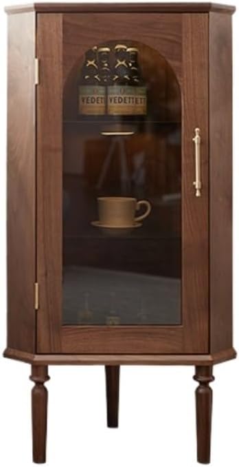 Bufetera Black Walnut Triangular Cabinet, Dining Room Sideboard, Retro Wine Cabinet, Suitable for Living Room, Kitchen, Study Room, Etc. Aparadores Para Comedor, 55*101cm