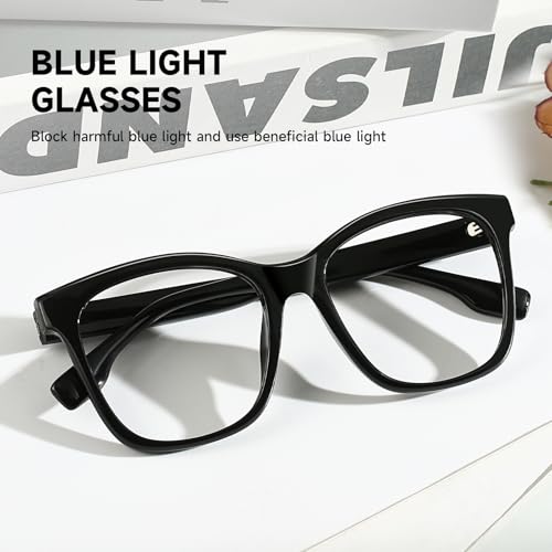 Image of Oversized Square Blue Light Blocking Glasses for Women and Men - Gaming & Computer Anti-Fatigue