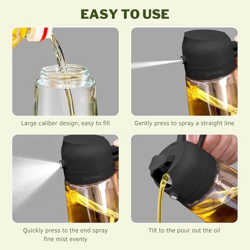 Image of GO STORE 500 Ml Oil Spray Bottle for Cooking, Premium Glass 2 in 1 Oil Dispenser and Sprayer for Kitchen Containers with Nozzle for Air Fryer, Roasting and Frying