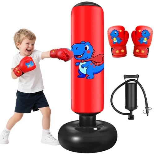 Sac de Frappe Enfant gonflable Oziral Kids Boxing Sandbag de 120 cm, adapté aux enfants de 3 à 8 ans est un choix idéal pour des sports comme la boxe, le...