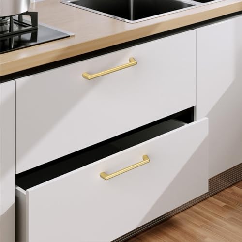 Image of 9BUILD 10-Pack 3.75 Inch Cabinet Handles - Gold Cabinet Pulls for Cabinets