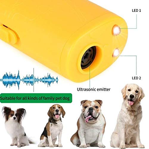 Inoosky Anti Barking Handheld 3 in 1 Pet LED Ultrasonic Dog Trainer Device - Electronic Dog Deterrent/Training Tool/Stop Barking (Yellow)