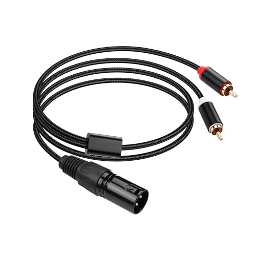 PNGKNYOCN XLR to 2 RCA Y Splitter Cable,Unbalanced Dual RCA to XLR Male Y Splitter Patch Microphone Cable for Amplifier Mixer Microphone (1M/3.3FT