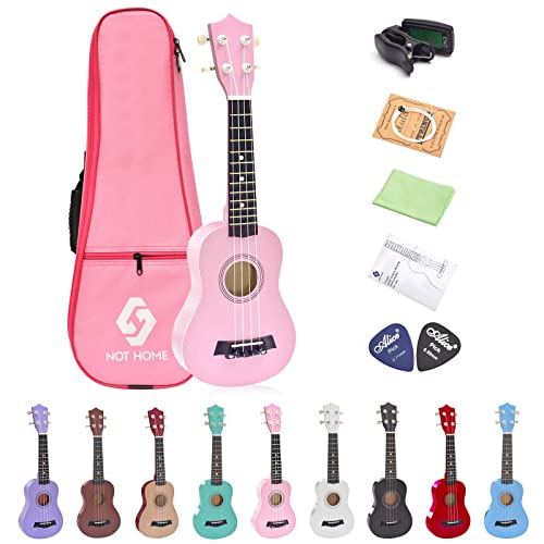 Soprano Ukulele Beginner Pack, 21 Inch Basswood Kids Ukuleles Starter Kit With Gig Bag Digital Tuner Spare Strings And Picks. (Pink) #TOP3