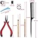 Duufin Hair Extensions Tools Kit 500 Pcs Dark Brown Micro Ring Beads 1 Micro Beads Plier 2 Hook Needle Pulling Loop 4 Plastic Alligator Hair Clips 1 Comb and 2 Bags Black Mini Rubber Hair Elastic