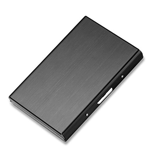 DMFLY Black Stainless Steel RFID Credit Card Holder Credit Card Wallet Protector RFID Metal Credit Card Case for Women and Men, Keep Cards Safe and Clean