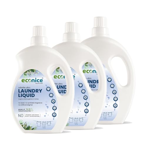 Image of Econice Eco-Friendly Laundry Liquid Detergent -1L (Pack of 3) | Non-Toxic Biodegradable Gentle on Skin | Safe for Kids & Pets | For Top Load & Front Load Washing Machines & Hand Wash | Tough on Stains