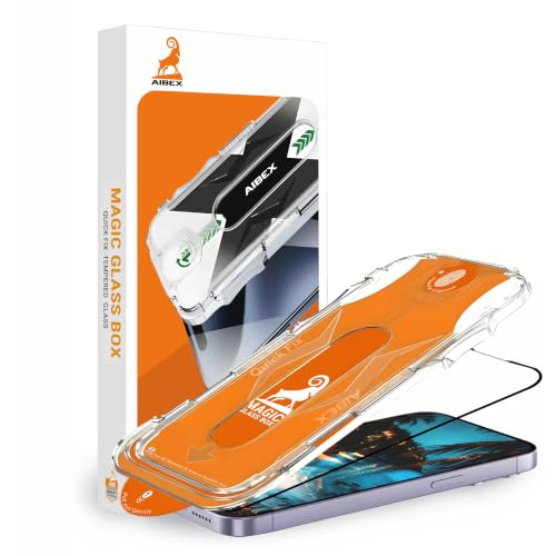 Image of AIBEX Tempered Glass Screen Protector for iPhone 16 Pro Max | Auto-Align Easy Installation Kit | 9H Hardness | Edge to Edge Coverage HD Display |Bubble & Dust Free | Smooth Touch - (Crystal Clear)